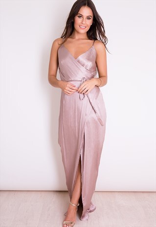 ELLIE V NECK WRAP MAXI DRESS MAUVE