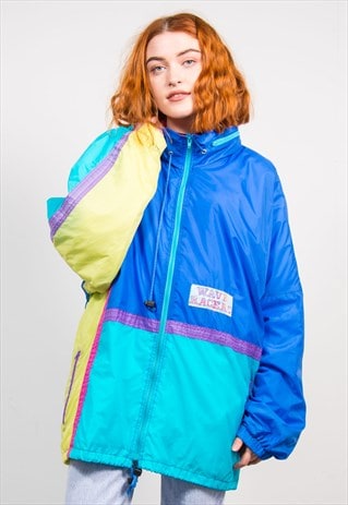 Vintage 90's Bright Colourblock Cagoule Jacket | The Vintage Scene ...