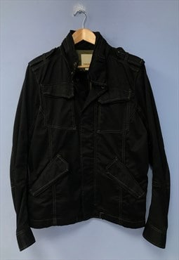 00's Vintage Jacket Black Denim Hooded 