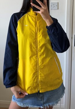 Vintage Nike Navy & Yellow Full Zip Track Jacket Windbreaker