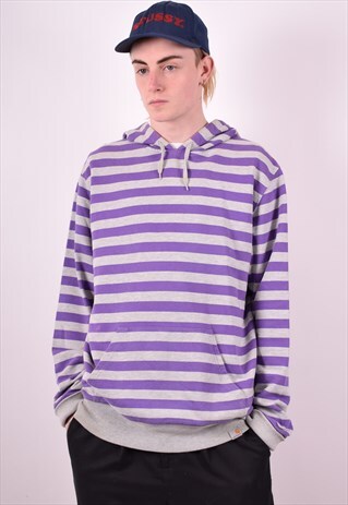 CARHARTT MENS VINTAGE HOODIE JUMPER LARGE PURPLE STRIPES 90S