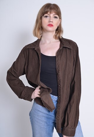 VINTAGE CORDUROY CORD SHIRT BROWN