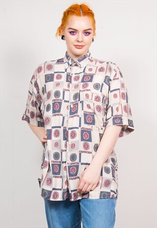 VINTAGE 90'S MULTICOLOUR PAISLEY PATTERN OVERSIZED SHIRT