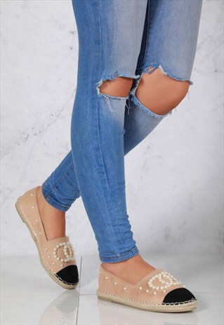 PEARLS DETAIL ESPADRILLE IN NUDE