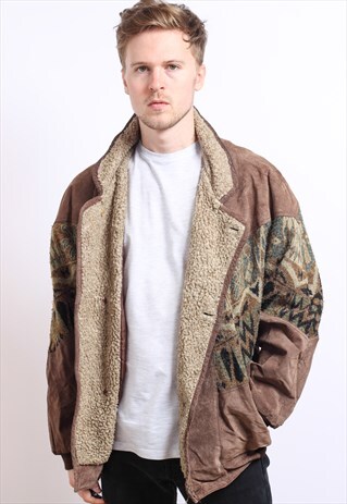 VINTAGE AZTEC FLEECE LINED JACKET