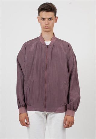 VINTAGE PURPLE GINO BELLINI SILK BOMBER JACKET