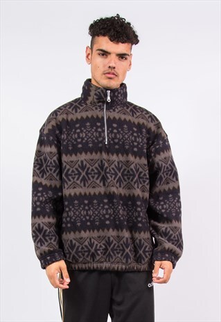 VINTAGE PATTERNED FLEECE 1/4 ZIP JACKET