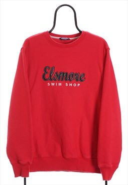 Vintage Elsmore Swim Shop Red Spellout Sweatshirt Mens
