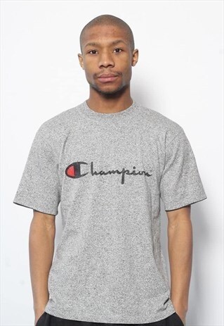 VINTAGE CHAMPION BIG LOGO SPELLOUT T-SHIRT GREY