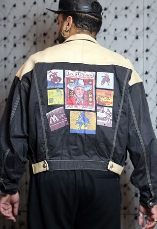 RARE VINTAGE ANOTHER WORLD WESTERN 80S DENIM PATCH JACKET