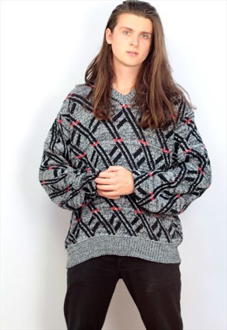 1980'S VINTAGE JAZZY KNIT JUMPER
