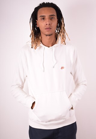 NIKE MENS VINTAGE HOODIE JUMPER XL WHITE 90S