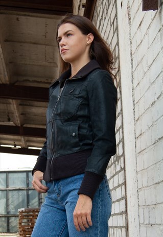 VINTAGE RETRO BLACK LEATHER JACKET
