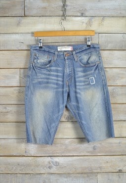 Vintage LEVIS 514 Patch Denim Shorts Mid Blue W31 BR1758