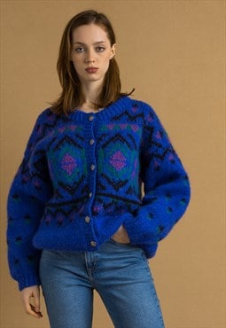 Norway Knitwear Abstract Ornament Wool Cardigan 6970