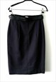 NAVY SOLID CLASSIC BELTED PENCIL SKIRT 