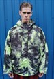 GRADIENT SPACE PRINT PARKA TIE-DYE PRINT BOMBER COAT GREEN