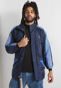 Vintage Adidas 90's Padded Puffer Coat Jacket - Blue