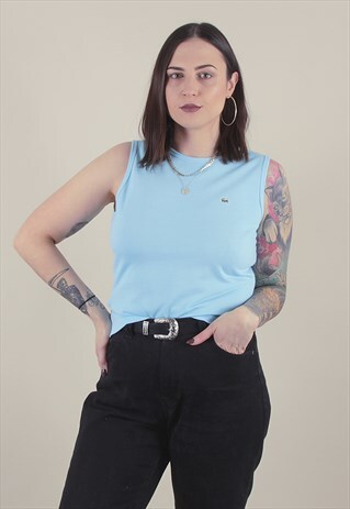VINTAGE BABY BLUE LACOSTE VEST POLO T-SHIRT /A1091