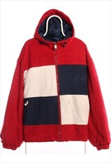 Vintage 90's Tommy Hilfiger Fleece Hooded Zip Up Rare Red