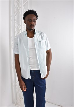 Shirt Aqua Blue White Check Short Sleeved