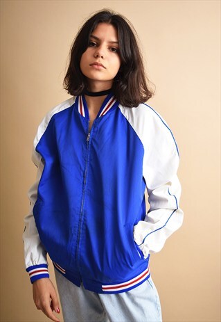 COOL 90'S RETRO ATHLEISURE BASEBALL OVERSIZED JACKET TOP
