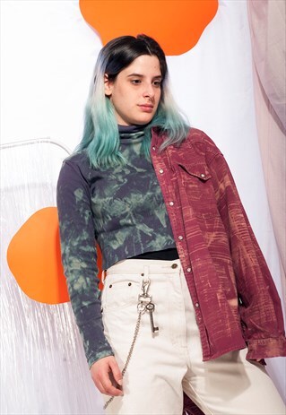 REWORKED VINTAGE LEVI'S DENIM SHIRT 90S BLEACHED MARBLE TOP