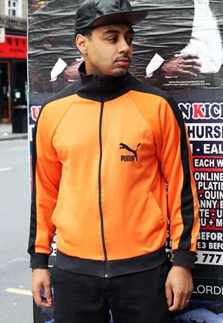 VINTAGE PUMA LOGO ORANGE ZIP SPORTS JACKET