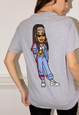 90'S AALIYAH GREY TEE