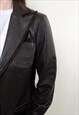 80S RETRO LEATHER BLAZER, VINTAGE WOMEN BROWN FOLK STYLE 