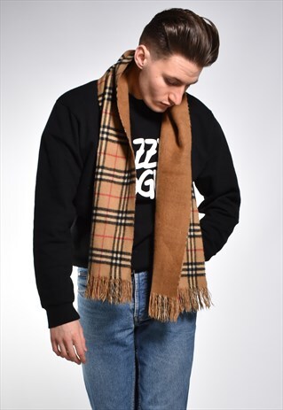 1990S BURBERRY NOVA CHECK CASHMERE SCARF