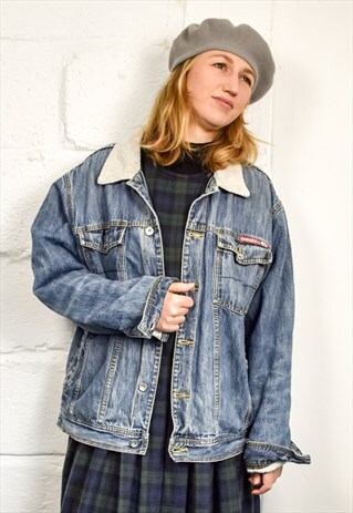 VINTAGE 90S BLUE SHERPA DENIM JACKET