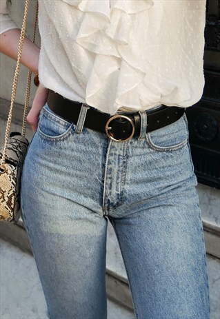 BLACK FAUX LEATHER BELT