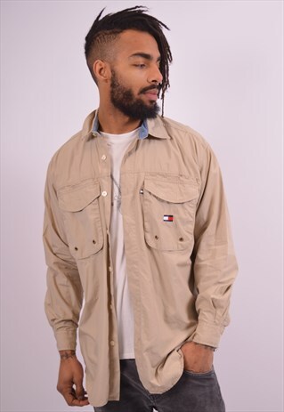 VINTAGE TOMMY HILFIGER SHIRT OVERSIZED BROWN