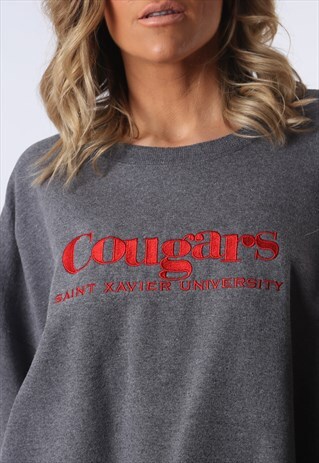 SWEATSHIRT JUMPER OVERSIZED COUGARS LOGO UK 22 - 24 (D1H)