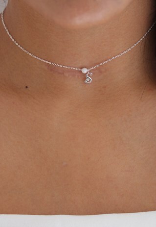 "S" INITIAL CHOKER 925 STERLING SILVER