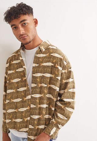VINTAGE FISH PRINT LONG SLEEVE SHIRT