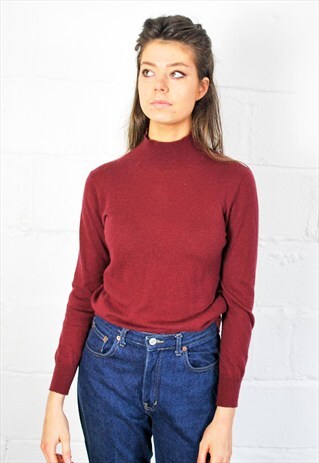 WINE RED CASHMERE HIGH NECK JUMPER