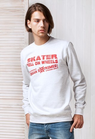 SKATER HELL ON WHEEL SWEATSHIRT JUMPER SWEATER SKATE ROLLER