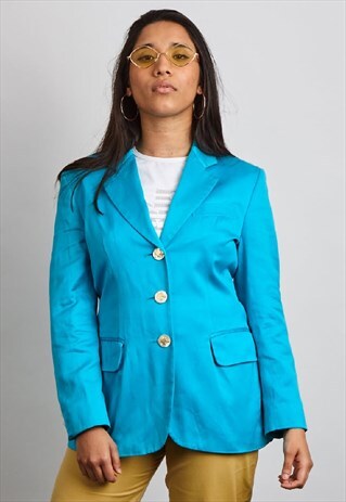 RARE VINTAGE 90'S MOSCHINO OVERSIZED AQUA BLUE BLAZER