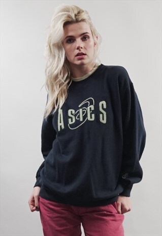 VINTAGE 90'S ASICS CONTRAST NAVY SWEATER