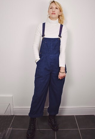 VINTAGE CORD DUNGAREES OVERALLS JUMPSUIT DENIM BLUE