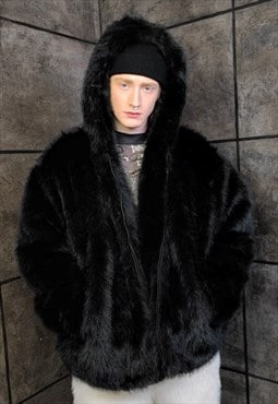 Faux fur luxury jacket handmade premium fleece jacket black