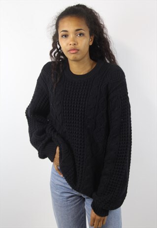 VINTAGE WINTER BLACK WOOL JUMPER