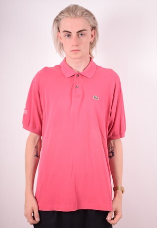 LACOSTE MENS VINTAGE POLO SHIRT XXL PINK 90S