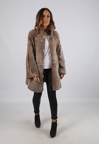 VINTAGE SHEEPSKIN SUEDE SHEARLING COAT REVERSIBLE UK 14 (J3S
