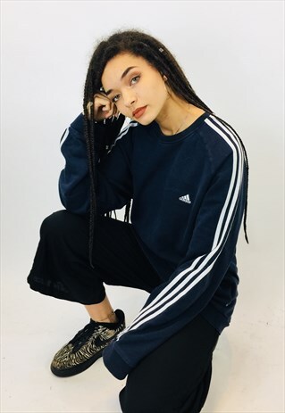 VINTAGE ADIDAS CLASSIC 3 STRIPE EMBROIDERED SWEATSHIRT