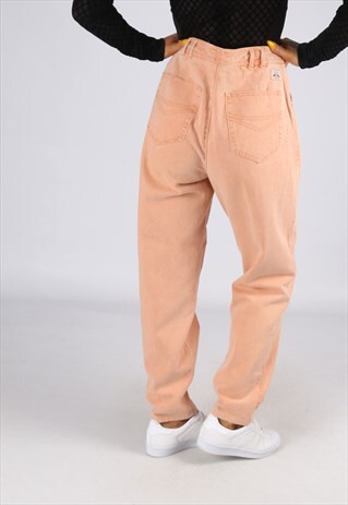 HIGH WAISTED DENIM JEANS WIDE TAPERED LEG UK 12 -14 (25Z)