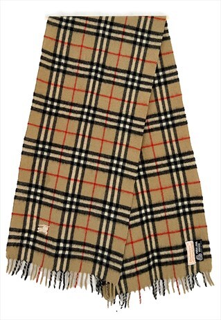 BURBERRY VINTAGE BROWN CHECKERED SCARF.