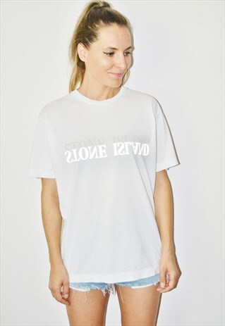 VINTAGE 90S STONE ISLAND WHITE T-SHIRT SIZE S